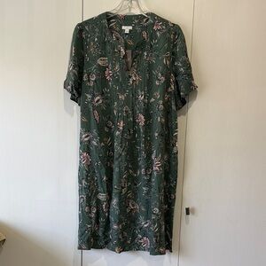 J. Jill Green Floral Midi Dress